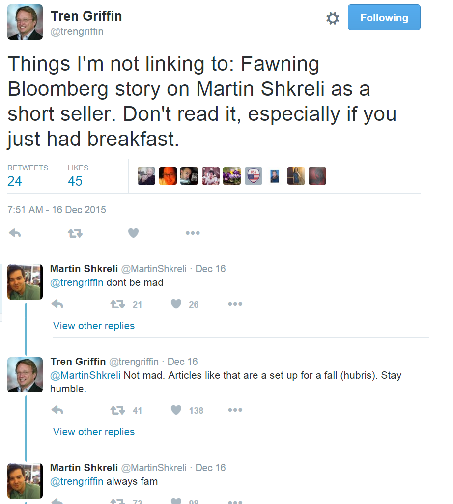 Three Things I Think I Think – Martin Shkreli Edition