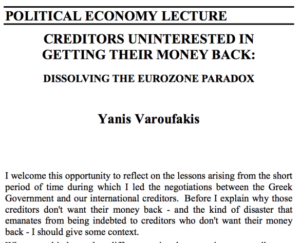Creditors Uninterested in Getting Their Money Back – Political Economy lecture, now published in the Australian Journal of Political Economy