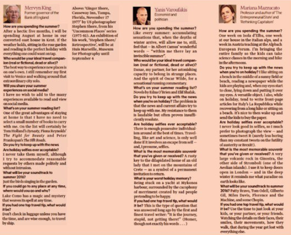 The FT&rsquo;s summer Q&A