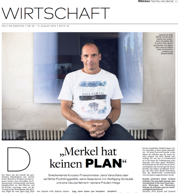 “Merkel  has no plan” – interviewed by Die Welt’s editor, Stefan Aust