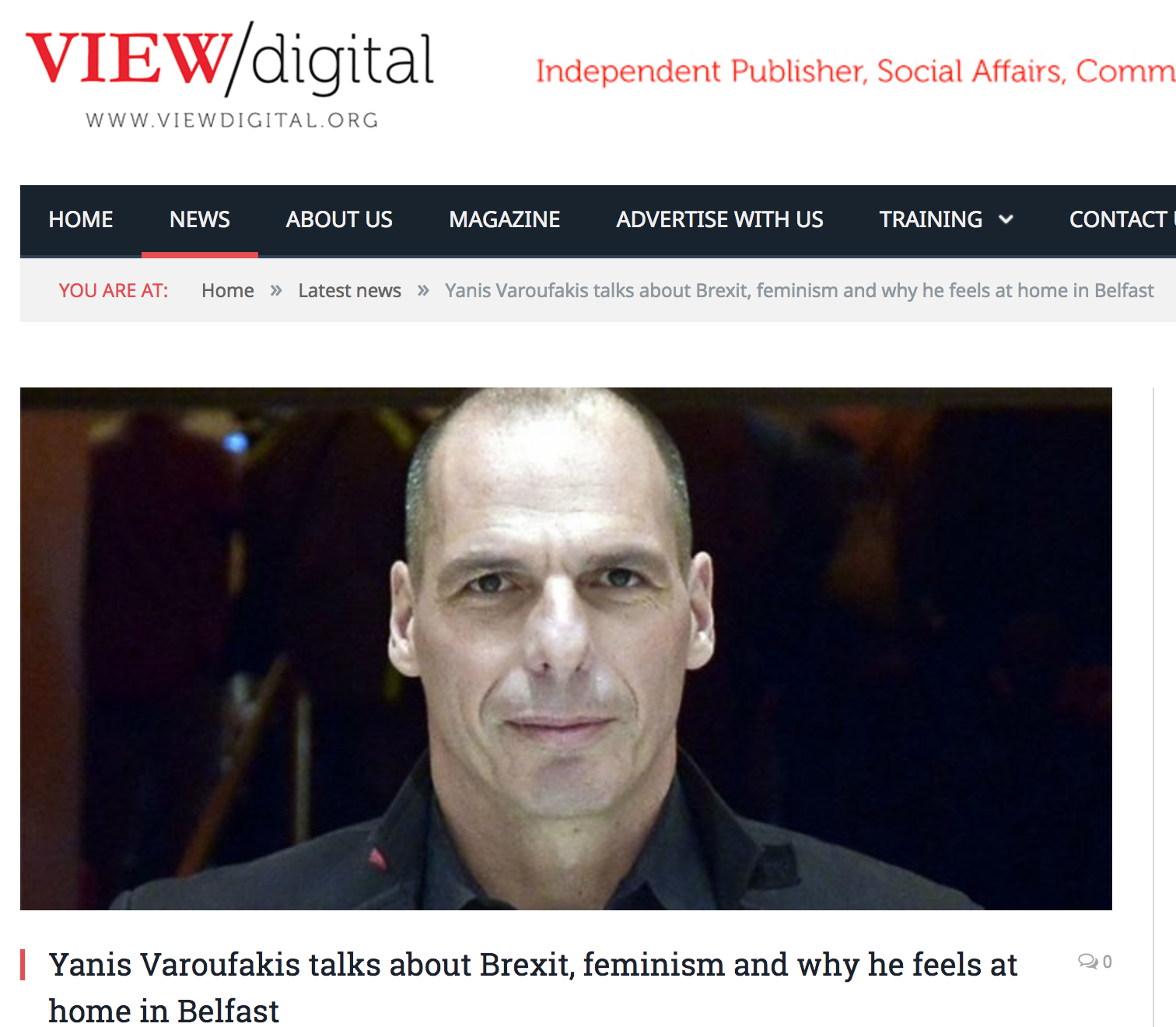 Yanis Varoufakis talks about Brexit, feminism and why he feels at home in Belfast – Viewdigital