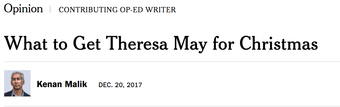 NYT: “What to Get Theresa May for Christmas?” Answer: Adults in the Room!