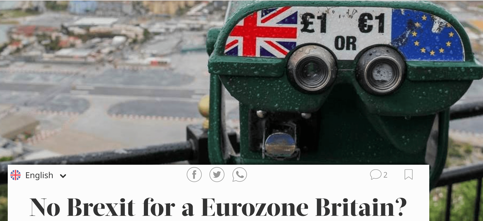 No Brexit for a Eurozone Britain? Project Syndicate op-ed