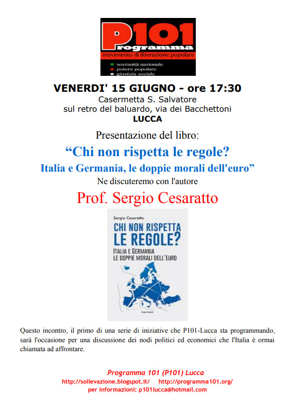 Presentazione libro a Lucca venerdì 15 giugno