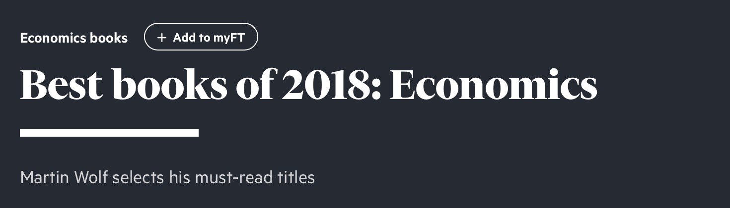 Financial Time’s Best Books of 2018