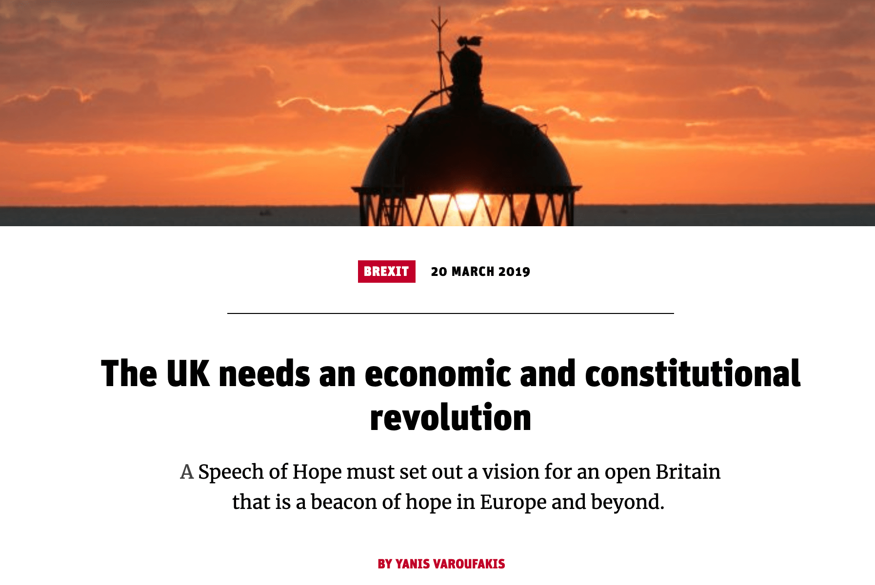 A Speech of Hope for Britain – The NewStatesman, 20 MAR 2019