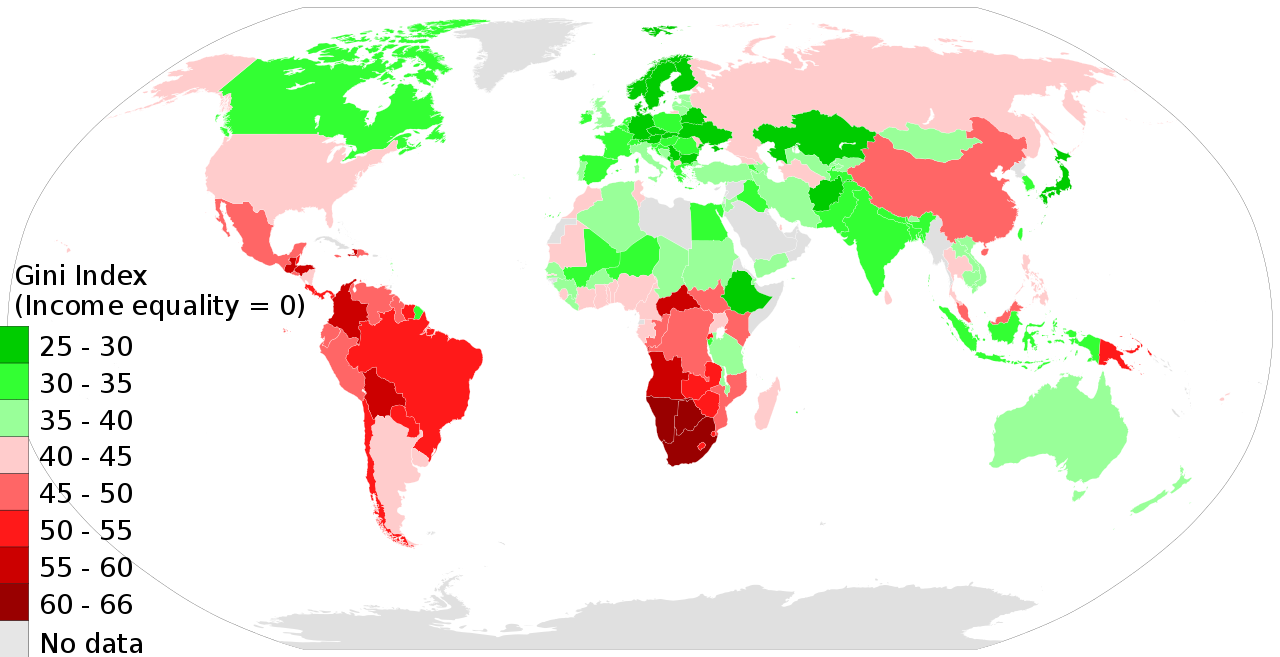 Income gini coefficient world map