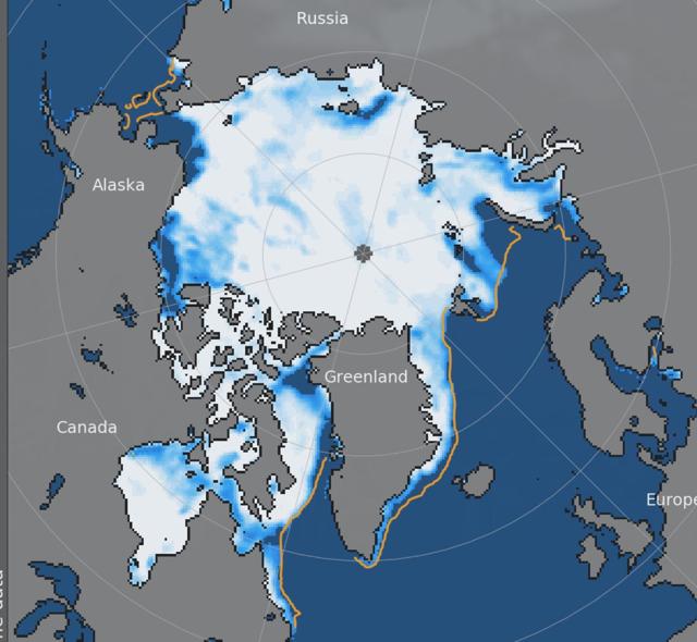 The Western Hemisphere’s portion of the Arctic looks set for a record low