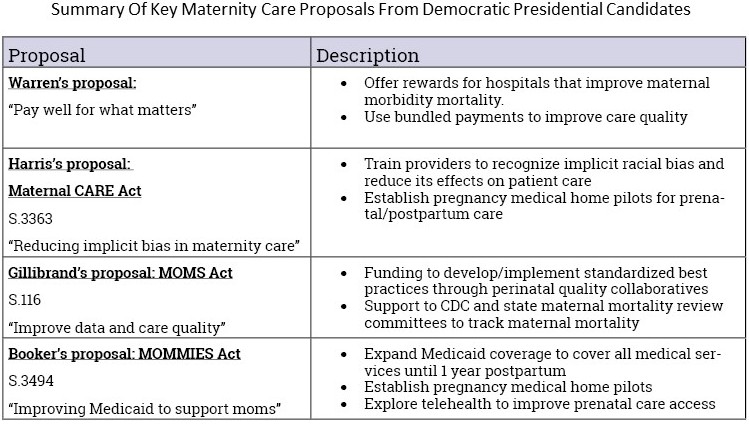 Democratic Presidential Candidates Addressing Maternal Healthcare