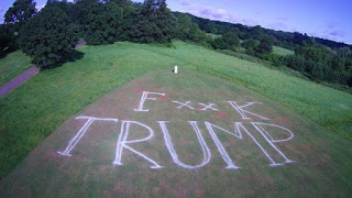George Glover - Heath chiefs furious after giant ‘F**k Trump’ message is daubed on grass