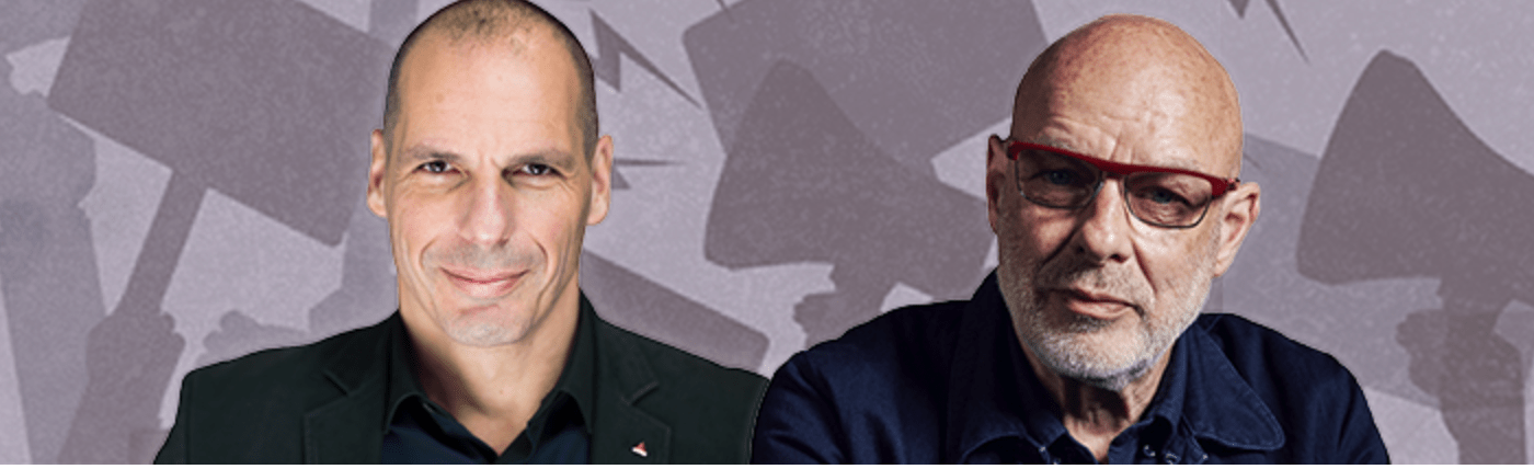 IQ Squared presents Yanis Varoufakis and Brian Eno on Money, Power and a Call for Radical Change – London, 4th November