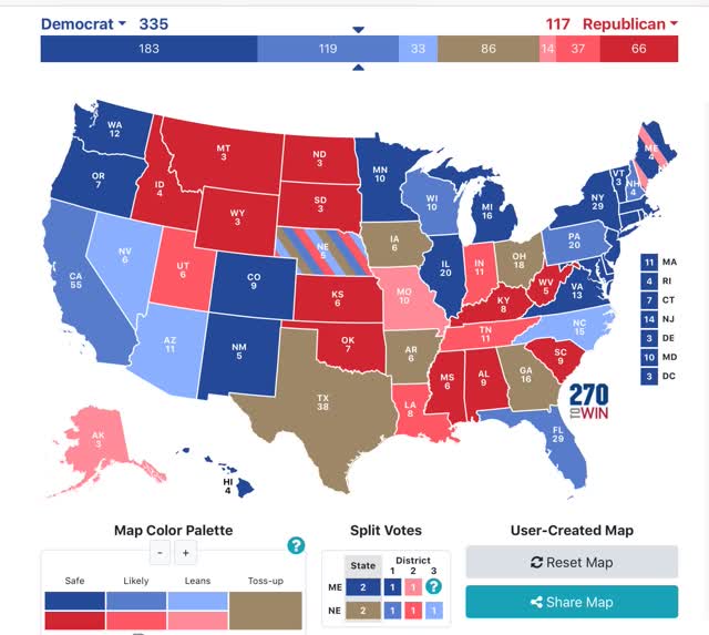 The 2020 Presidential election nowcasts and forecast: growing evidence for a likely Biden blowout