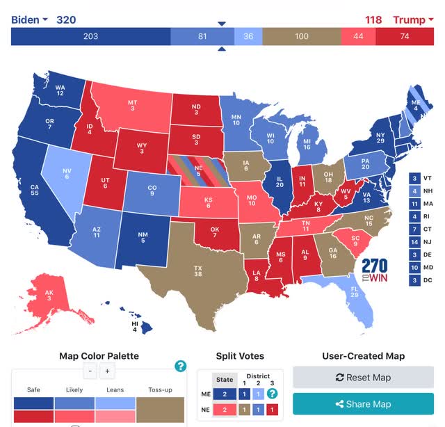 The 2020 Presidential and Senate polling nowcast: shift in the control of the Senate to democrats looks increasingly likely