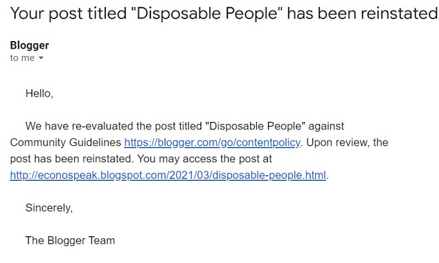 Disposable People Reinstated