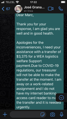 Beware – someone is fraudulently collecting funds “for the WEA”