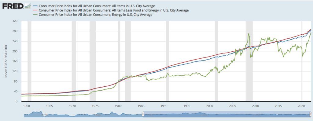 Consumer energy prices: stylized post 1960 facts