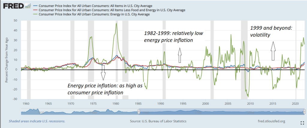 Consumer energy prices: stylized post 1960 facts