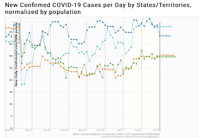 Coronavirus dashboard for July 22: the BA.4&5 wavette Peaked?