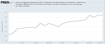 Real hourly and aggregate wages update; plus further comments on consumer and producer inflation